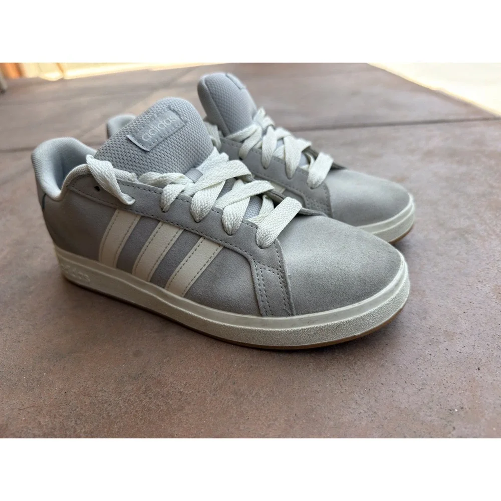 adidas Grand Court 00s Kids Sneakers Gray Off White Gum Size 5.5 Youth JH6179